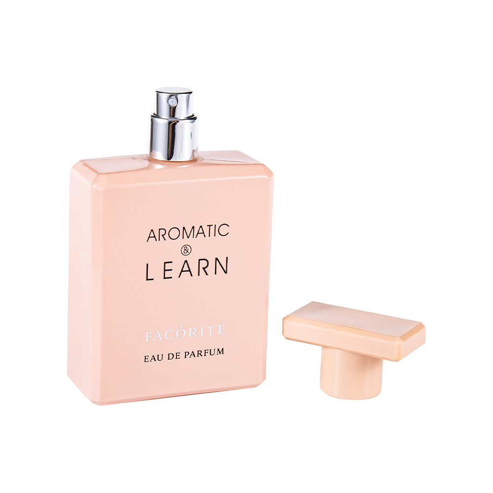 KY1490-WJ2155 50ML Coated Printed Rectangular Glass Perfume Bottle With Shiny Cap