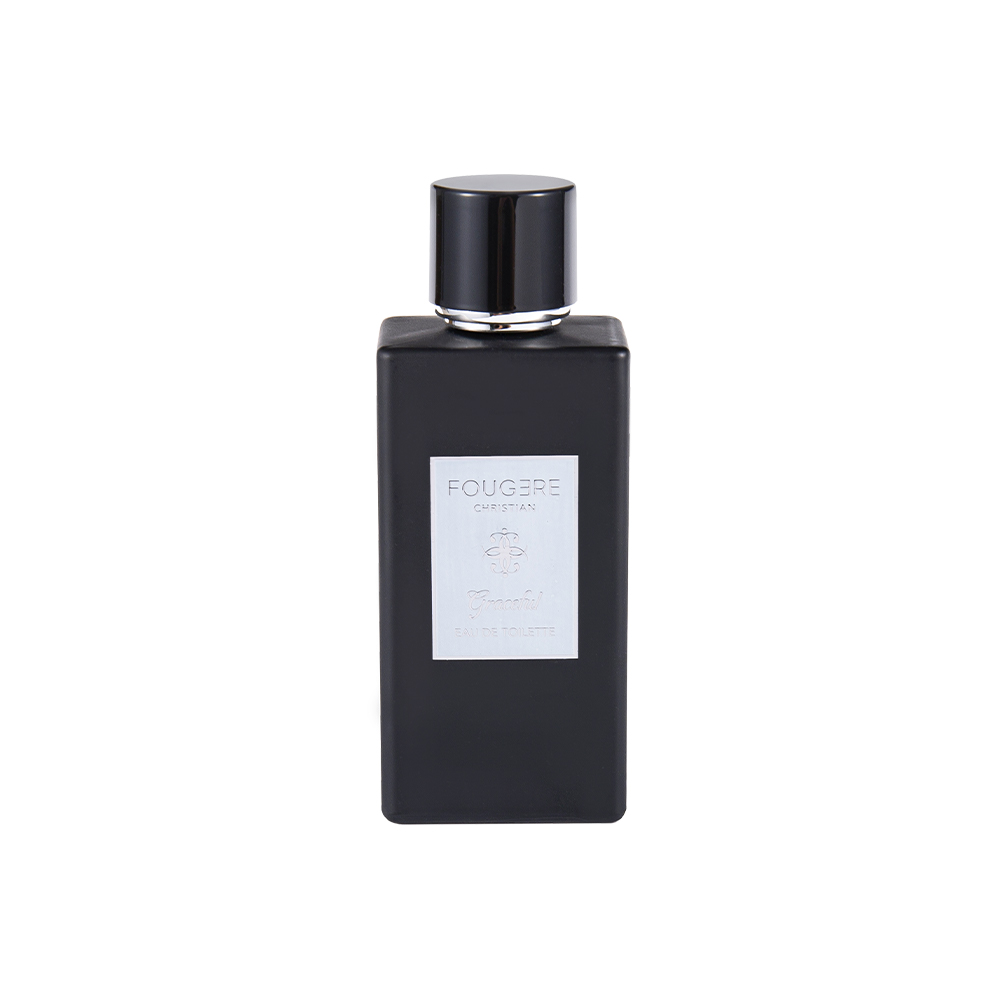KY1481-WJ2360 100ML Matte Black Glass Perfume Bottle with Glossy Black Cap