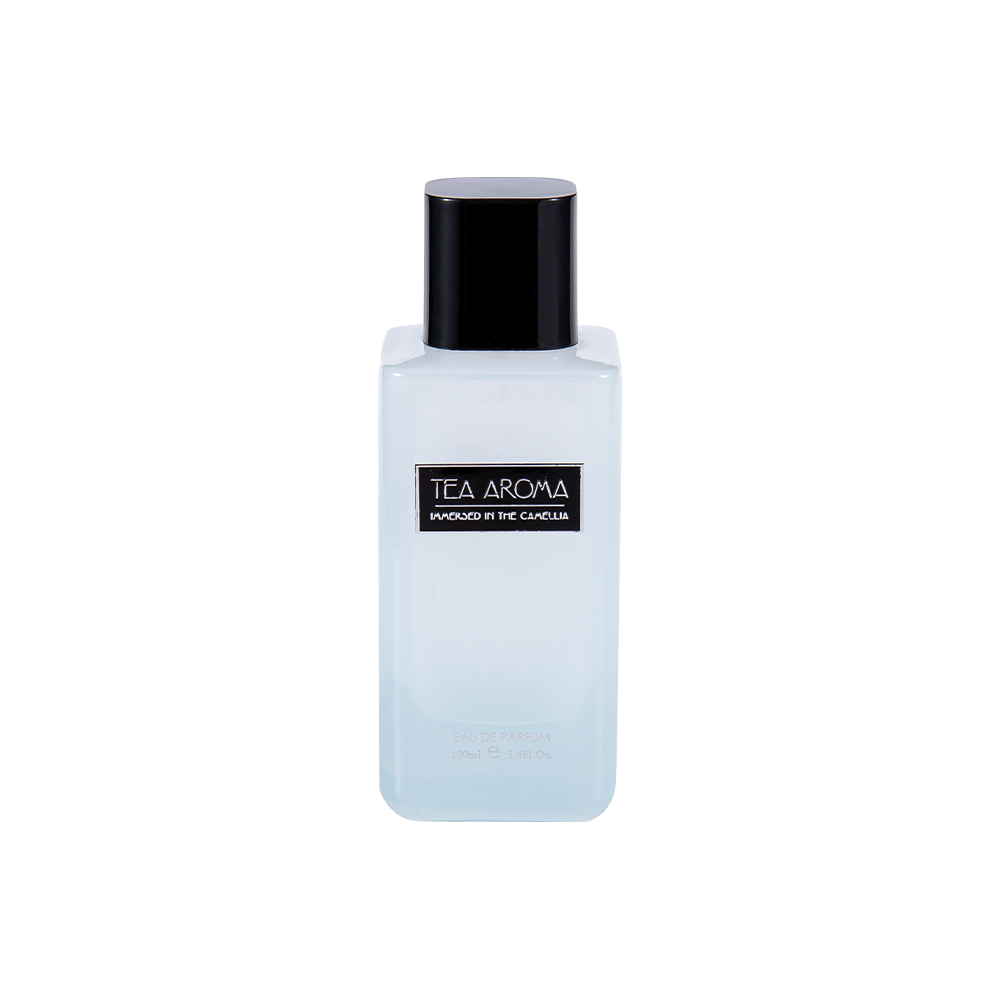 KY1427-WJ2376 100ML White Coated Glass Perfume Bottle With Glossy Black PP Cap