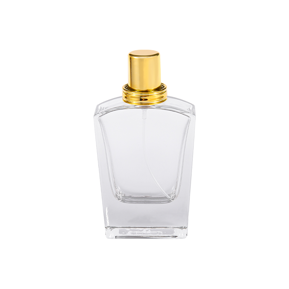 KY10-WJ436 50ML Clear Glass Perfume Bottle With UV Bright Gold Cap