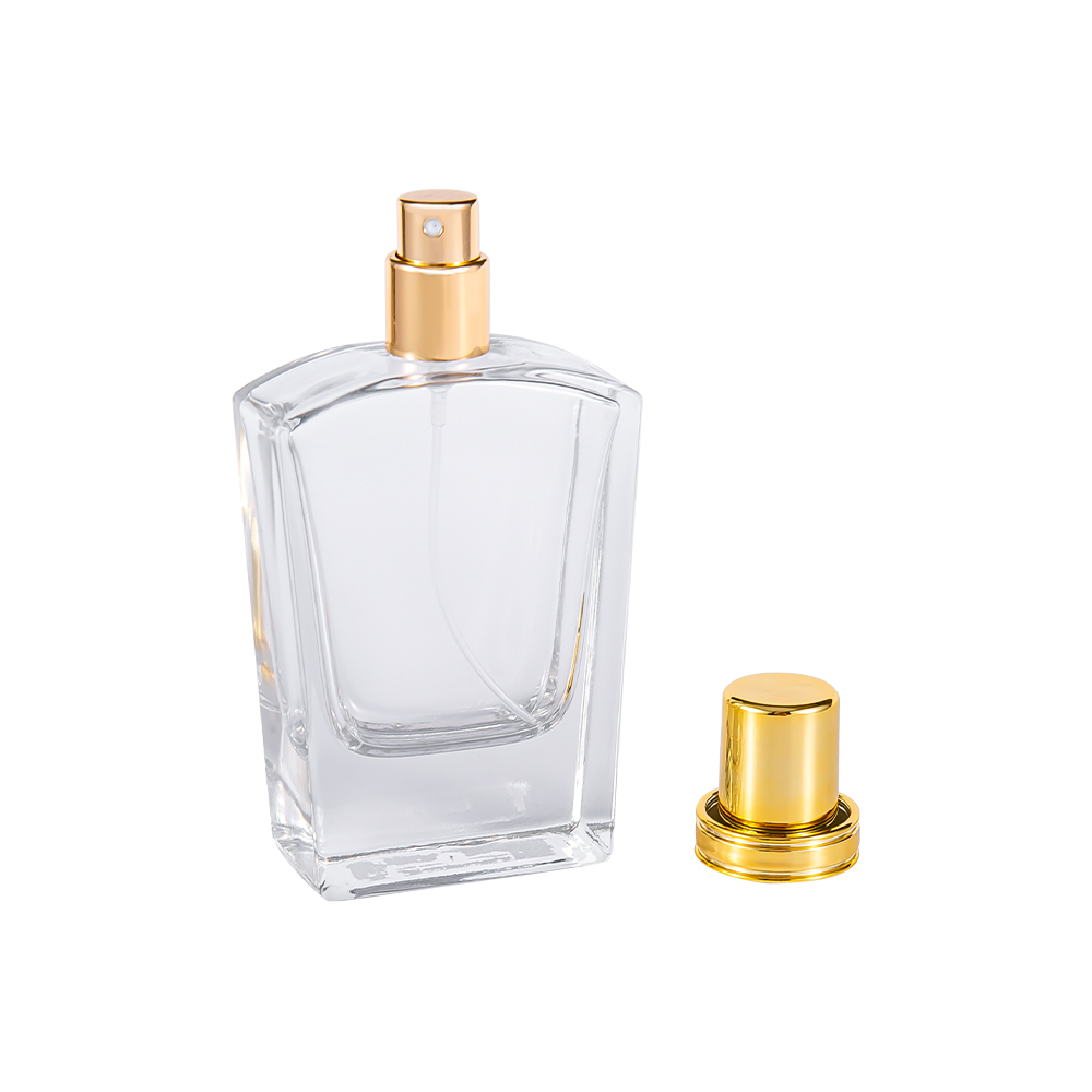 KY10-WJ436 50ML Clear Glass Perfume Bottle With UV Bright Gold Cap