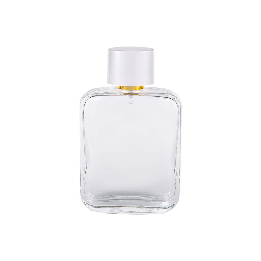 GC4840-WJ2162 100ML Clear Glass Perfume Bottle With Bright White Pp Plastic Cap And UV Gold-Plated Lining