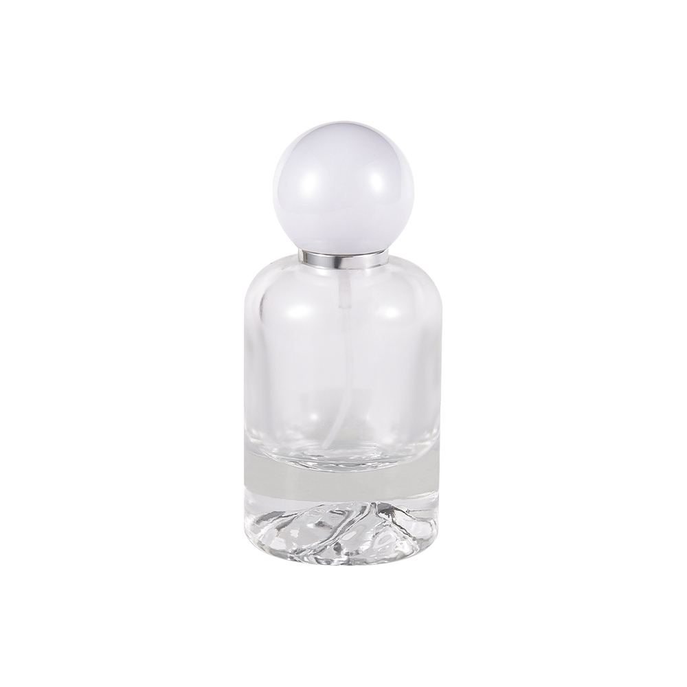 GC5300-WJ2538 50 100ML Flint Glass Perfume Bottle with Mountain Bottom and Spherical Plastic Cap