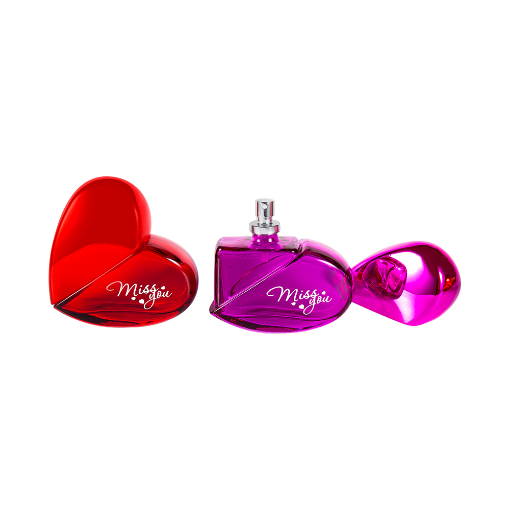 GC102-WJ797 100ML Heart Shape Glass Perfume Bottle with UV PP Plastic Cap