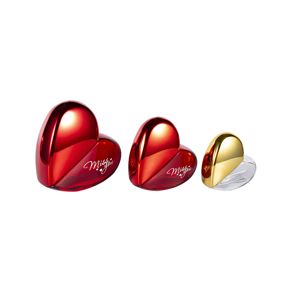 KY2061-WJ788 30ML Heart Shaped Glass Perfume Bottle with UV PP Plastic Cap