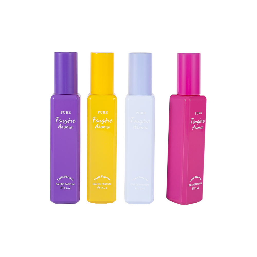 GC4222-WJ2369 15ML Small Capacity Coated Glass Perfume Bottle With Colorful PP Plastic Cap