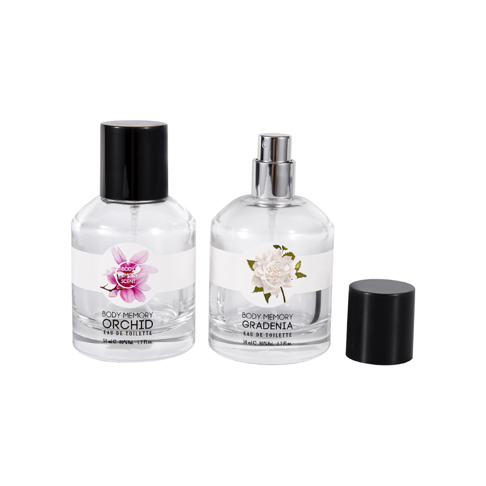 GC4815-WJ2531 50ML Clear Glass Perfume Bottle with Black PP Plastic Cap
