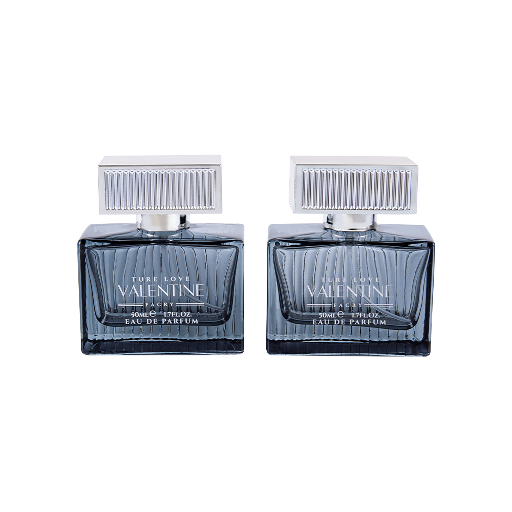 KY1111-WJ2092 50ML Vertical Stripe Glass Perfume Bottle With UV ABS Plastic Cover Stripe