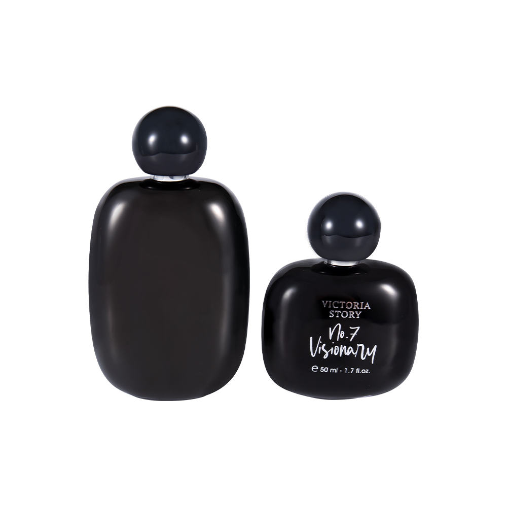 KY943-WJ2434 50ML Coated Hot Stamping Glass Perfume Bottle Spherical ABS Perfume Cap