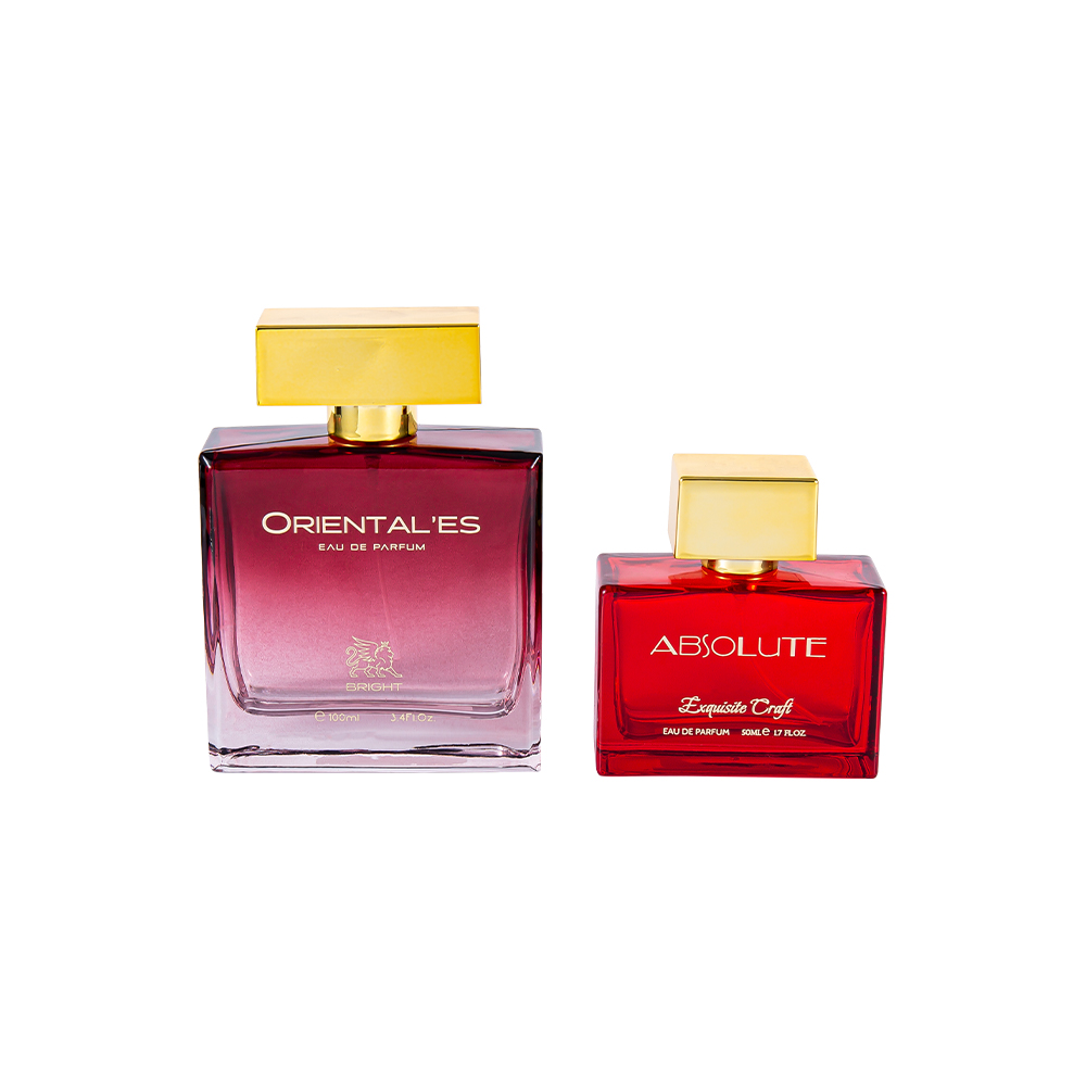 GC4461-WJ2372 100ML Gradient Coated Glass Perfume Bottle with UV Gold Plastic Perfume Cap