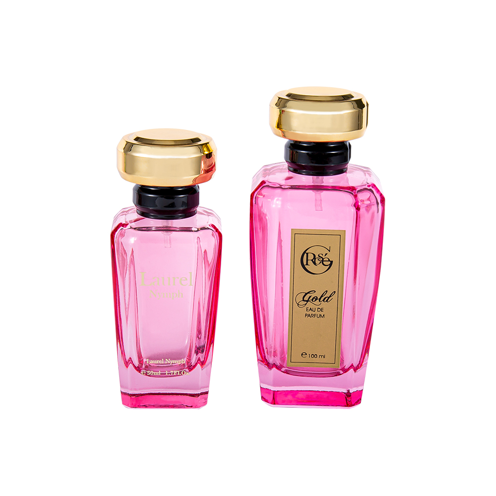 KY1602-WJ2432 100ML Red Pink Coating Perfume Glass Bottle Custom Shaped Perfume Cap
