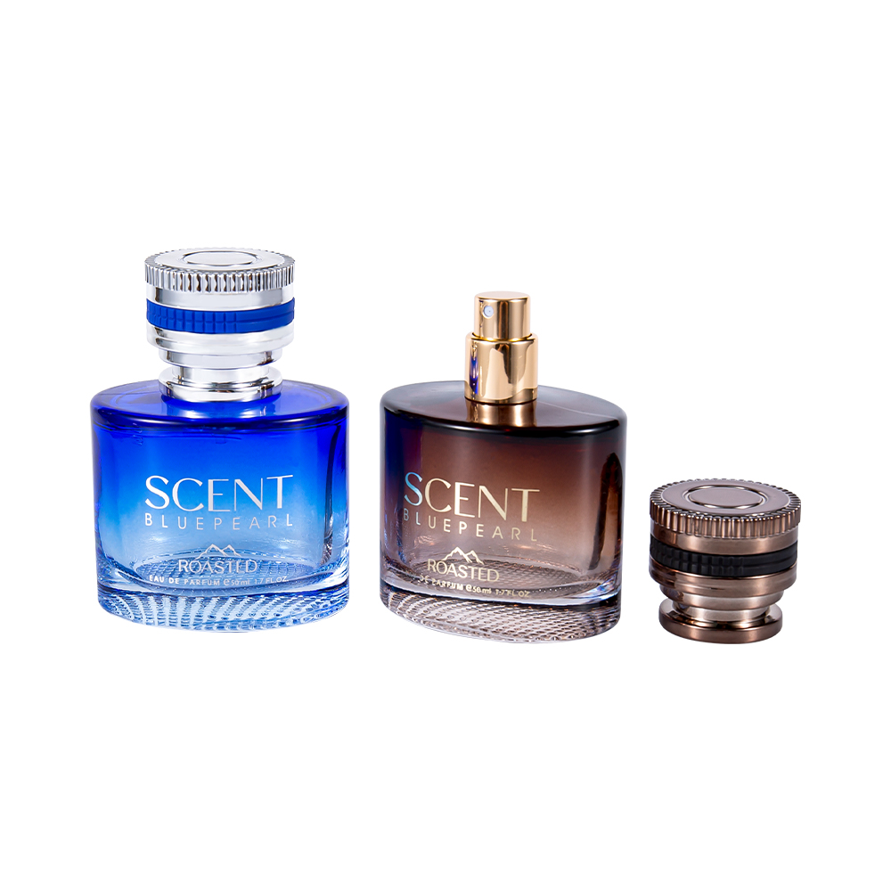 GC4035-WJ2098 50ML Embossed Glass Perfume Bottle With PCTA Perfume Cap