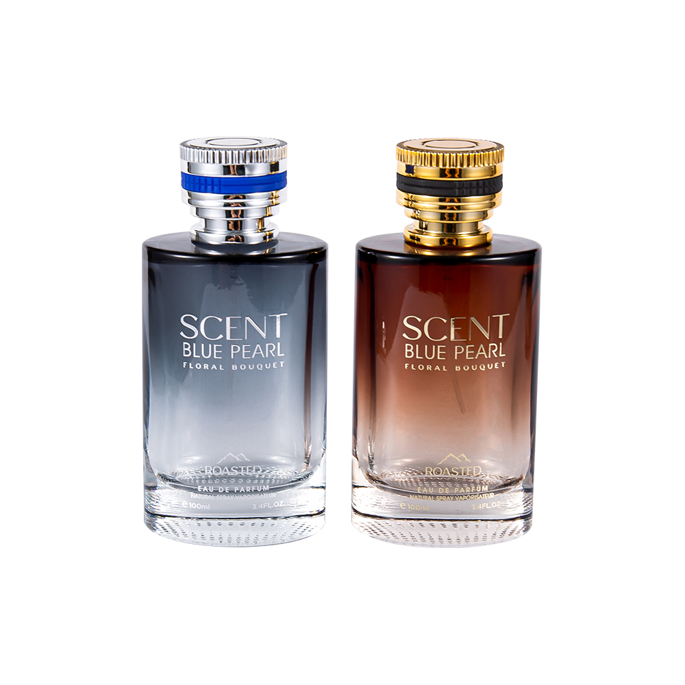 KY1109-WJ2098 100ML Embossed Glass Perfume Bottle With Pcta Perfume Cap
