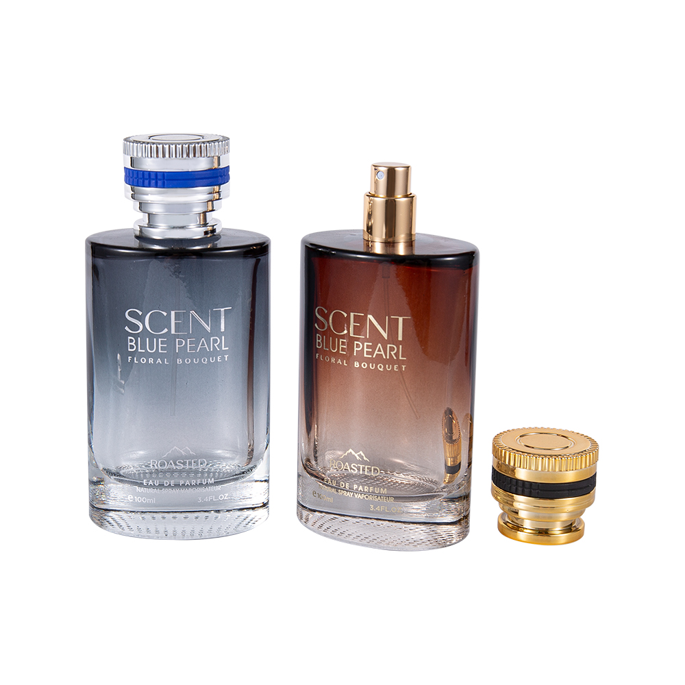 KY1109-WJ2098 100ML Embossed Glass Perfume Bottle With Pcta Perfume Cap