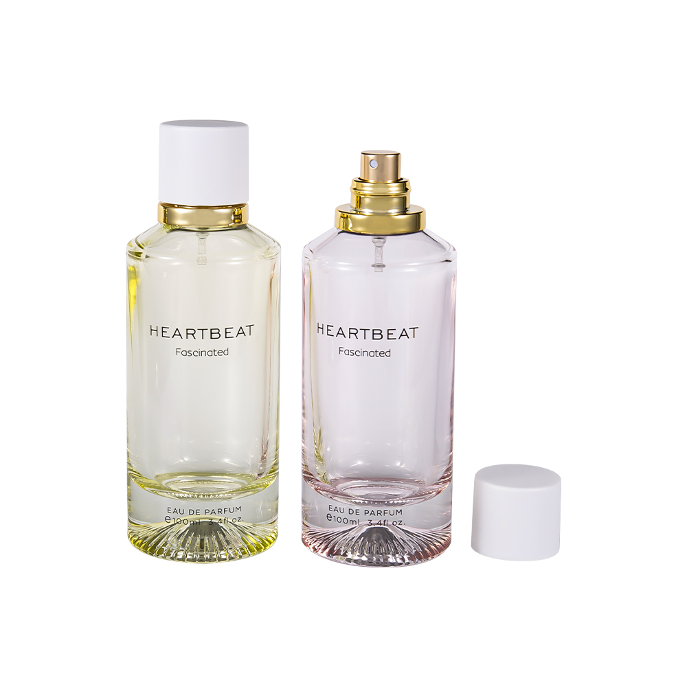  GC4406-WJ2326 100ML Patterned Bottom Perfume Bottle with White Perfume Cap and Large Aluminum Ring