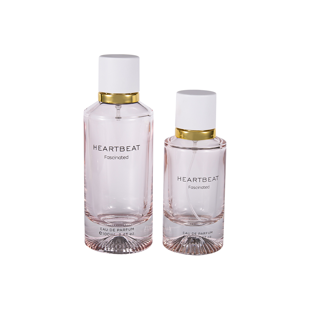  GC4406-WJ2326 100ML Patterned Bottom Perfume Bottle with White Perfume Cap and Large Aluminum Ring