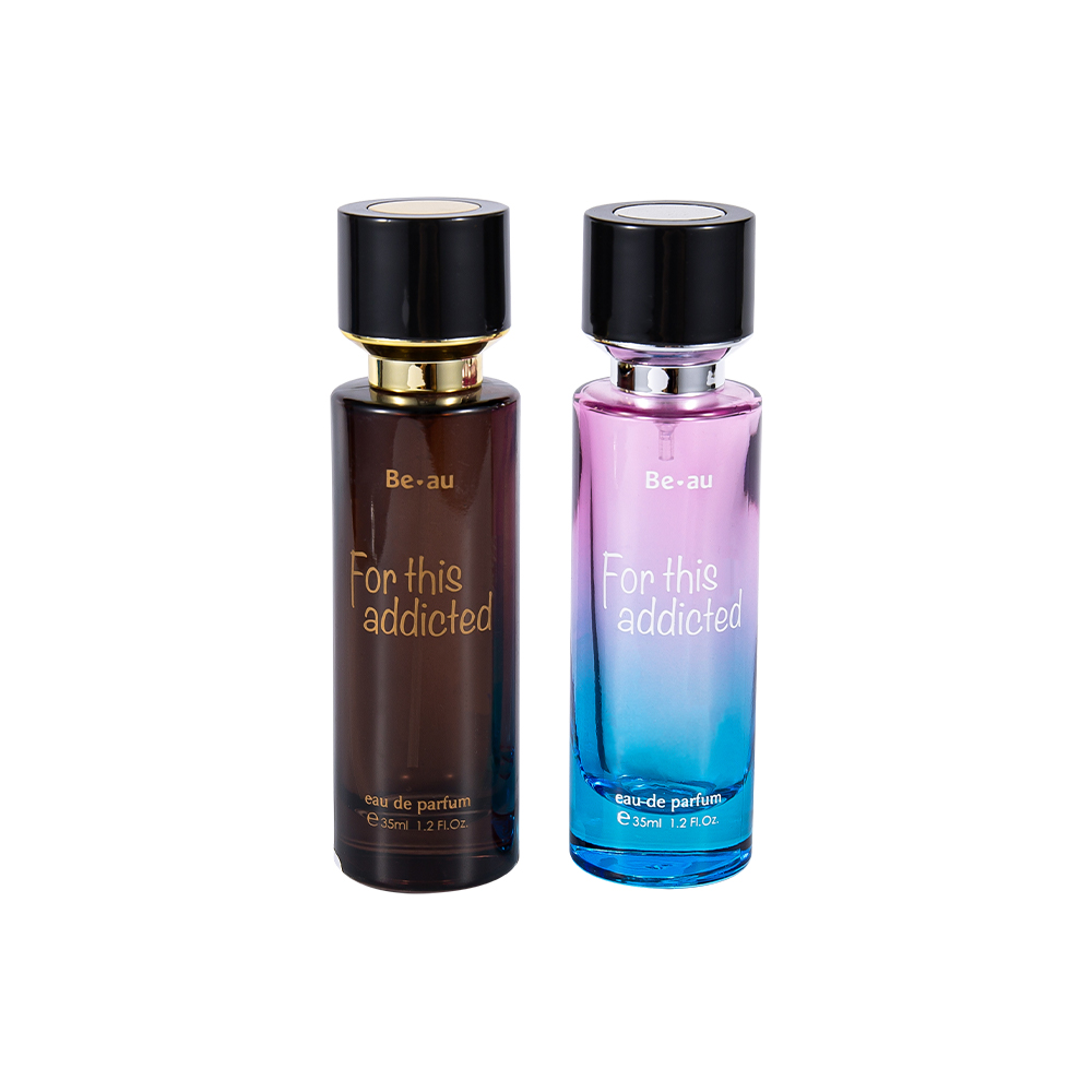 GC4467-WJ2390 35ML Cylindrical Perfume Bottle With Black ABS Cap And UV Part