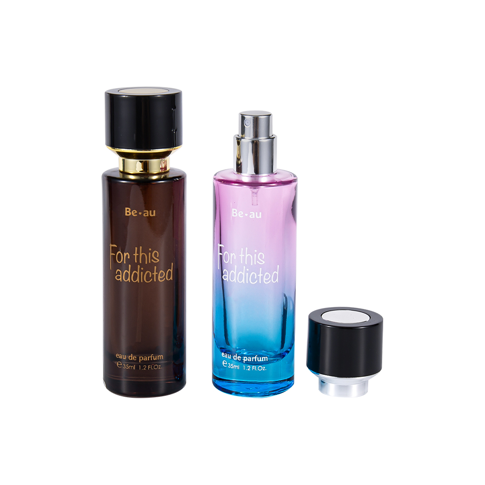 GC4467-WJ2390 35ML Cylindrical Perfume Bottle With Black ABS Cap And UV Part