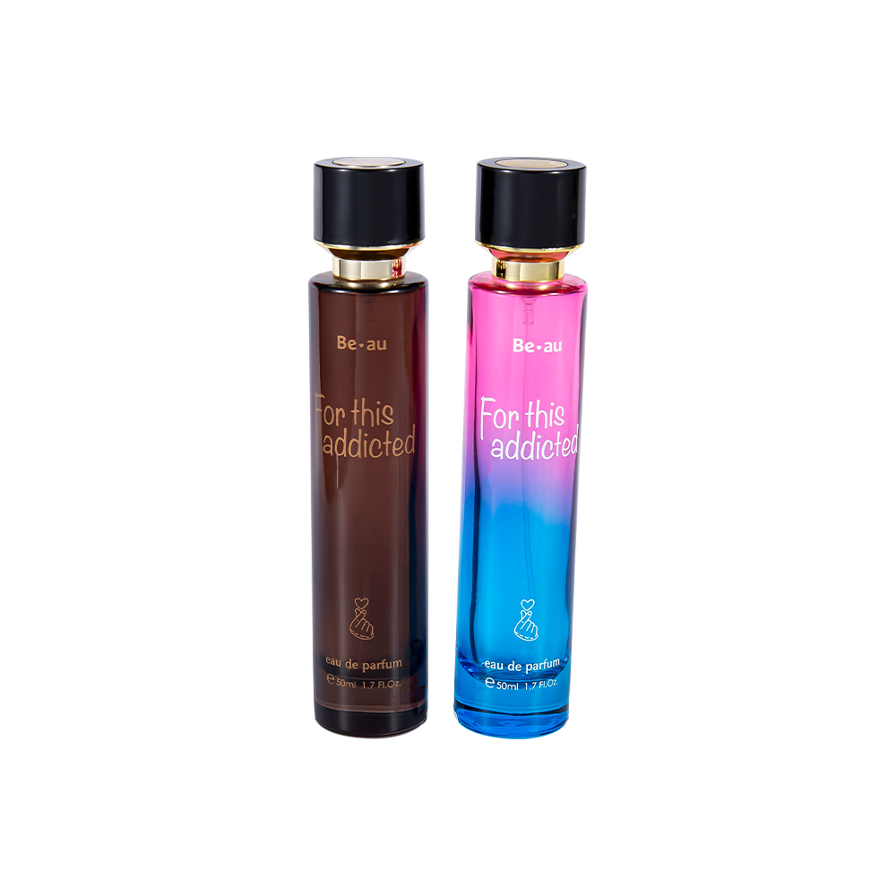 GC4468-WJ2390 50ML Slim Cylindrical Glass Perfume Bottle Set with Plastic Cap