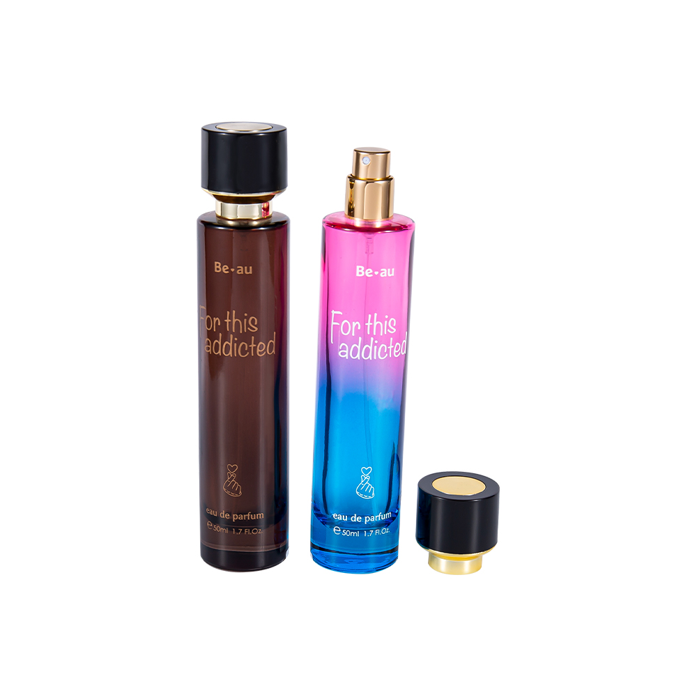 GC4468-WJ2390 50ML Slim Cylindrical Glass Perfume Bottle Set with Plastic Cap