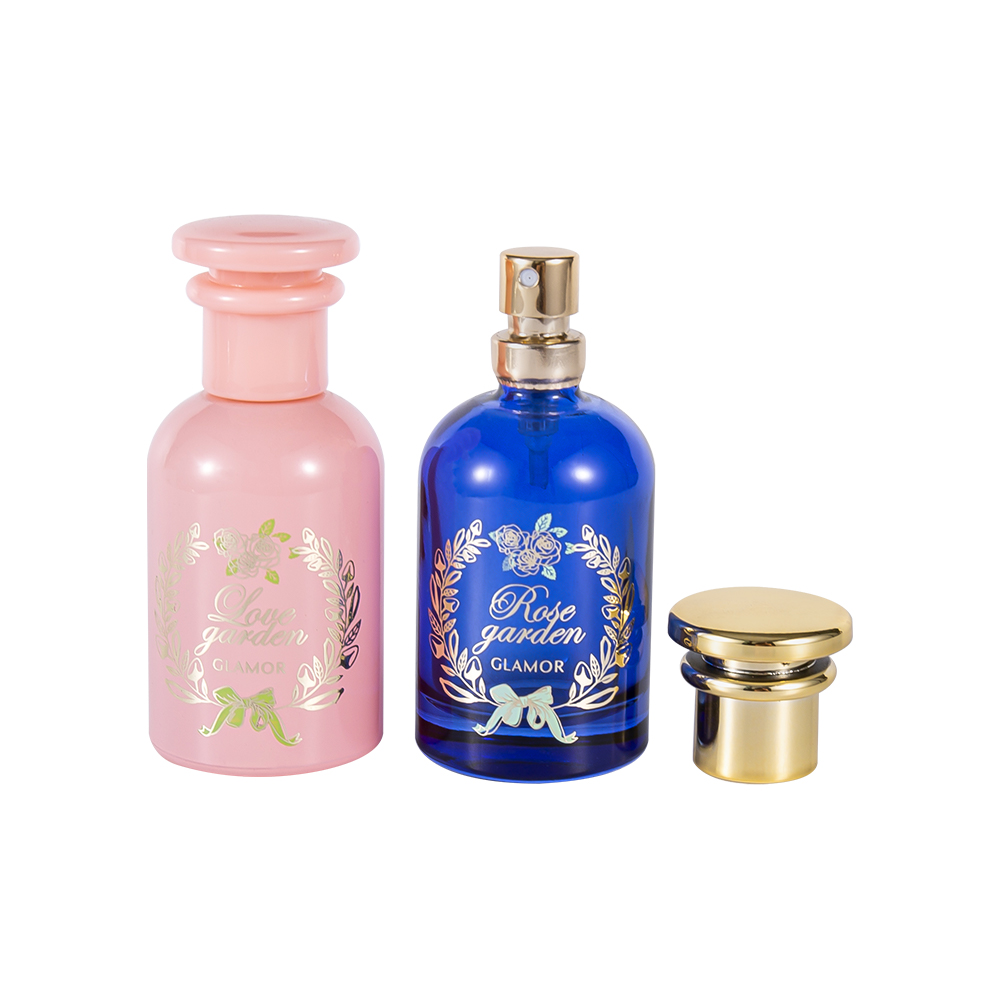 KY1570-WJ2410 30ML Coated Gold Hot Stamping Perfume Bottle Set PP Cap