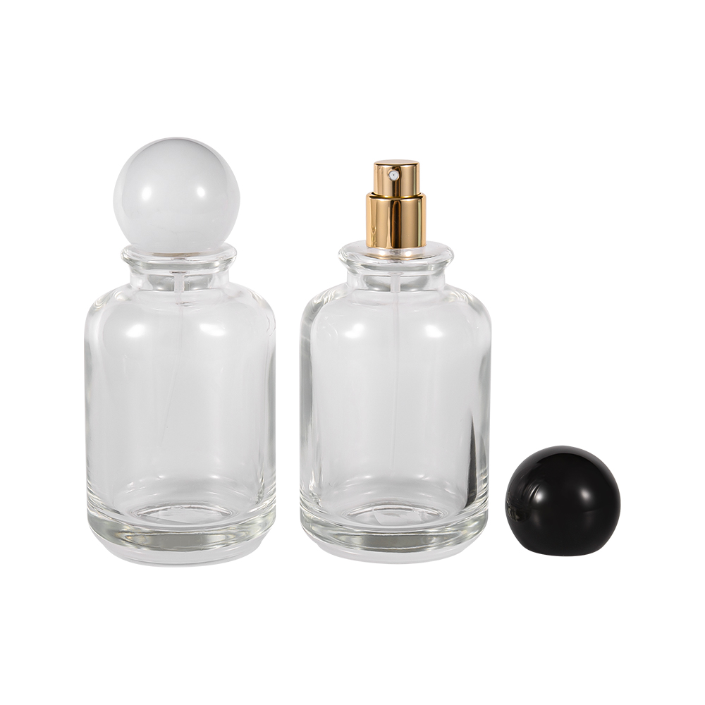 GC4819-WJ2538 100ML Flint Glass Perfume Bottle with Glossy White/Black Cap