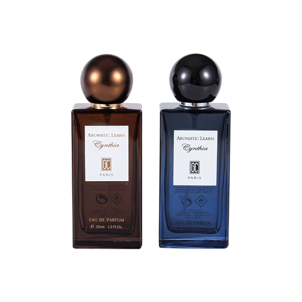 KY82-WJ2402 35ML Small Capacity Flat Rectangular Perfume Bottle Set with Spherical Perfume Cap