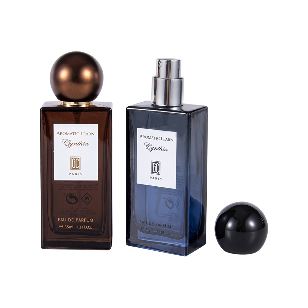 KY82-WJ2402 35ML Small Capacity Flat Rectangular Perfume Bottle Set with Spherical Perfume Cap