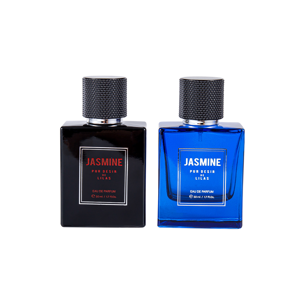 KY59-WJ2358 50ML Smooth Glass Perfume Bottle Set with Spotted Perfume Cap