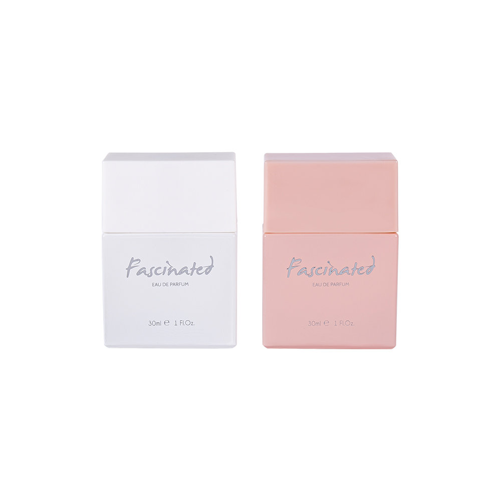 KY1274-WJ2171 30ML Flat Glass Perfume Bottle Set With Hot Stamping PP Perfume Cap