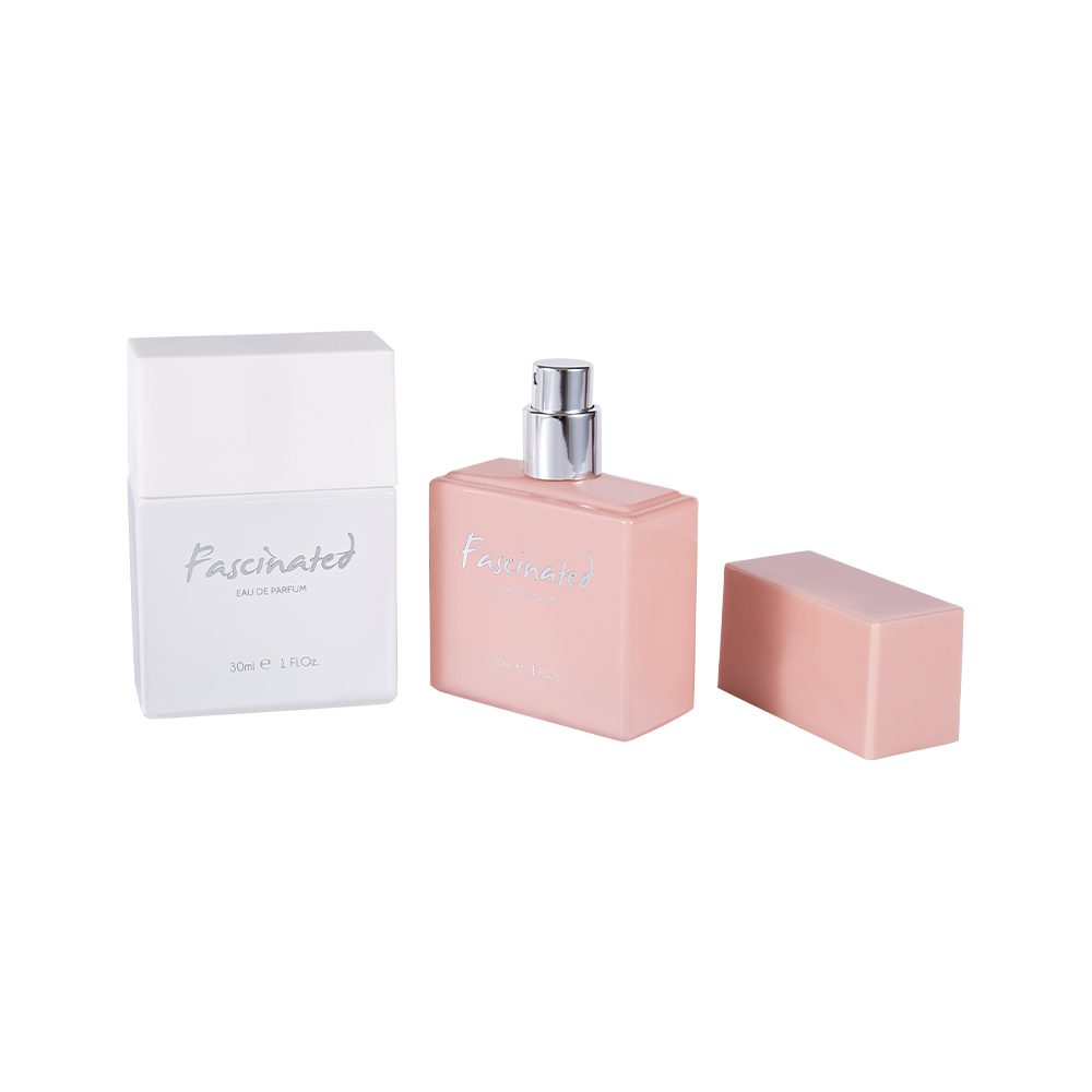 KY1274-WJ2171 30ML Flat Glass Perfume Bottle Set With Hot Stamping PP Perfume Cap