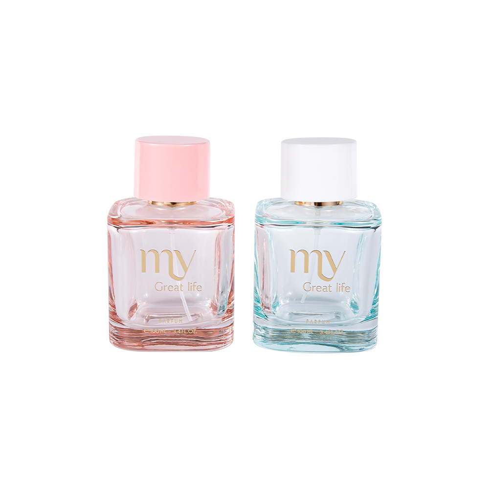 GC4569-WJ2463 100ML Coated Perfume Bottle Set with Hot Stamping PP ABS Plastic Perfume Cap