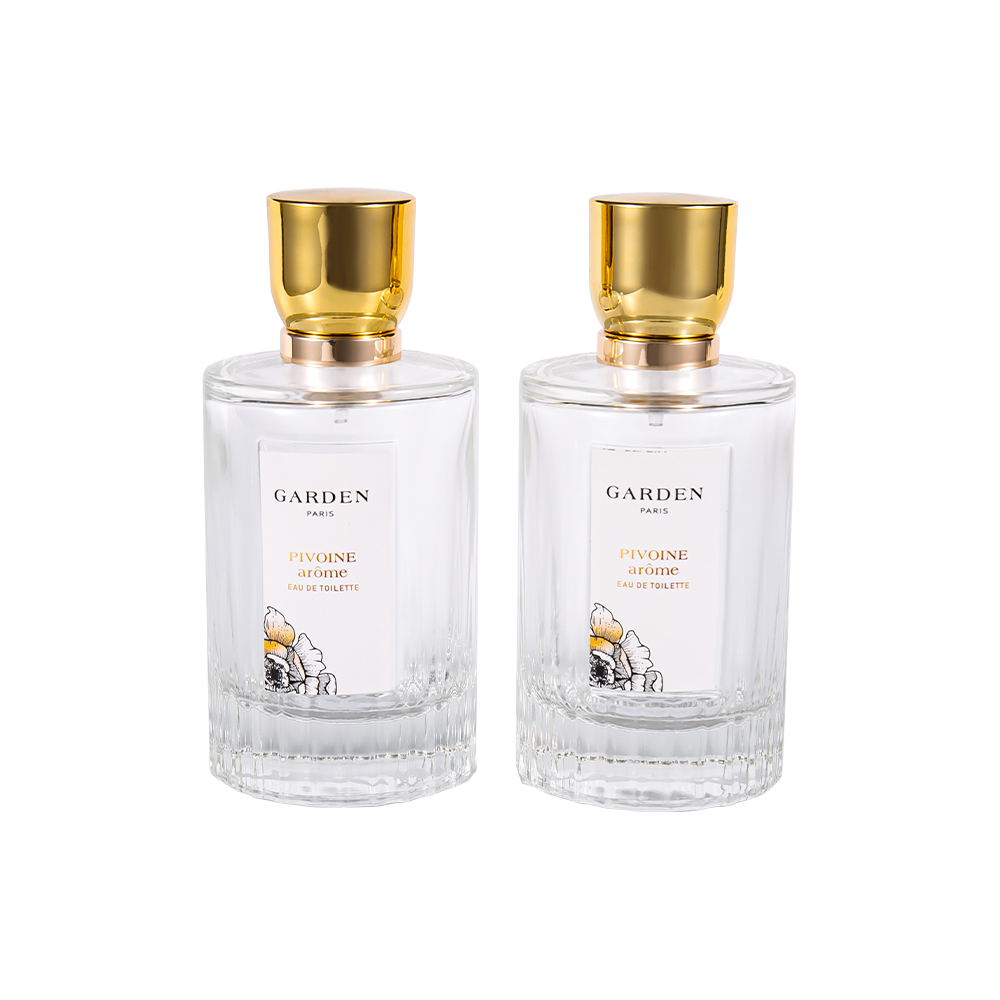 KY1595-WJ2430 100ML Elegant Glass Perfume Bottle With Luxurious UV Gold Perfume Cap