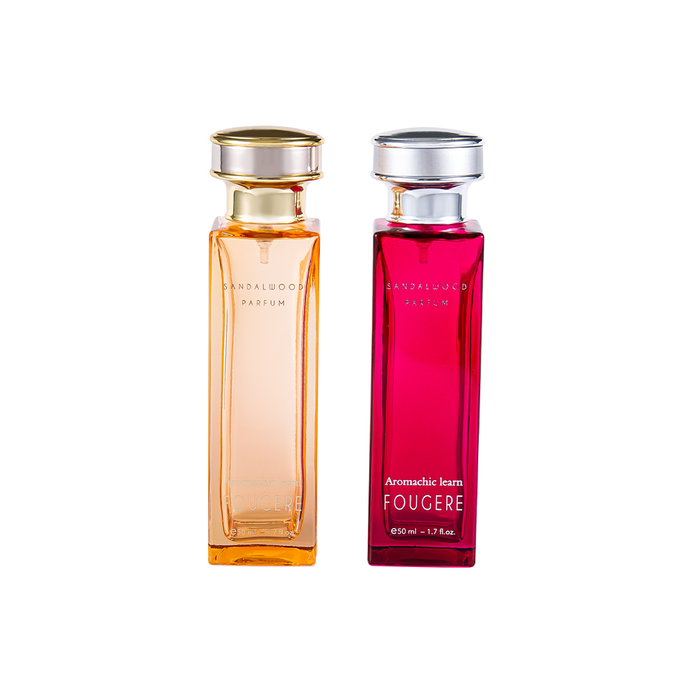 GC4138-WJ2164 50ML Classic Rectangular Glass Perfume Bottle With Shiny Silver-Gold Perfume Cap