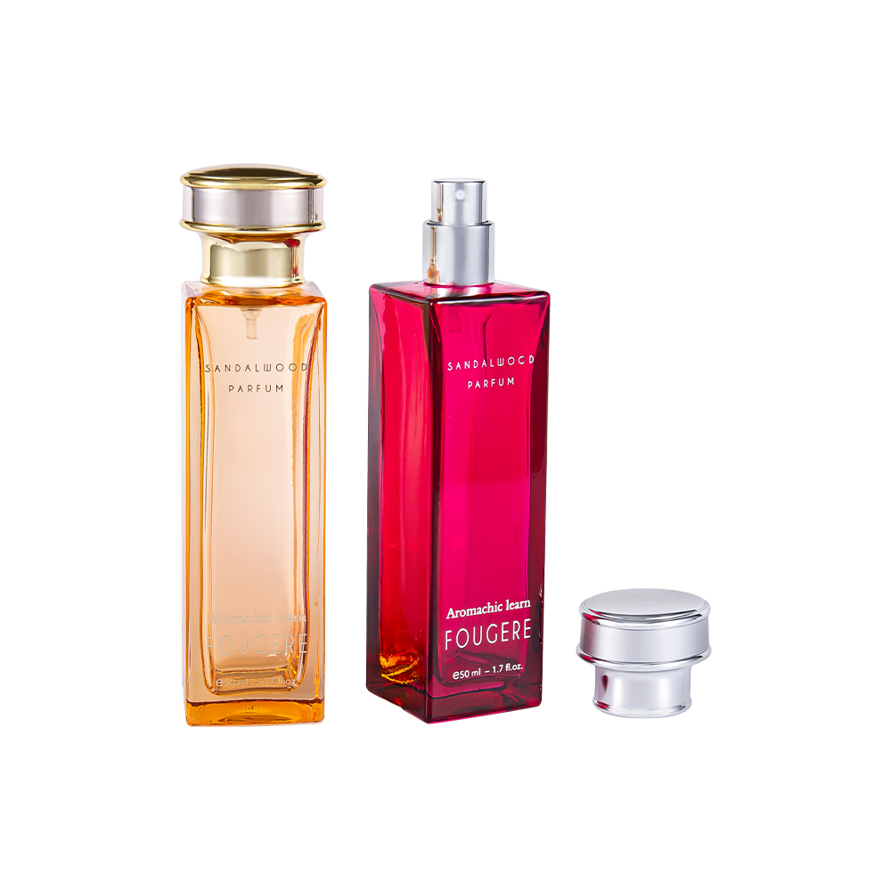 GC4138-WJ2164 50ML Classic Rectangular Glass Perfume Bottle With Shiny Silver-Gold Perfume Cap